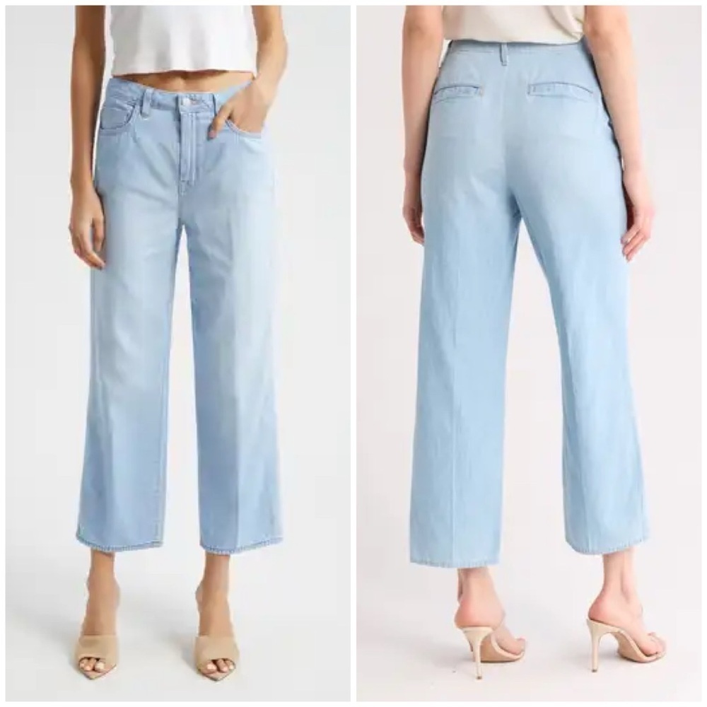 New L’Agence Zayne High Rise Straight Trouser Jeans Dakota Blue Light Wash Sz 25